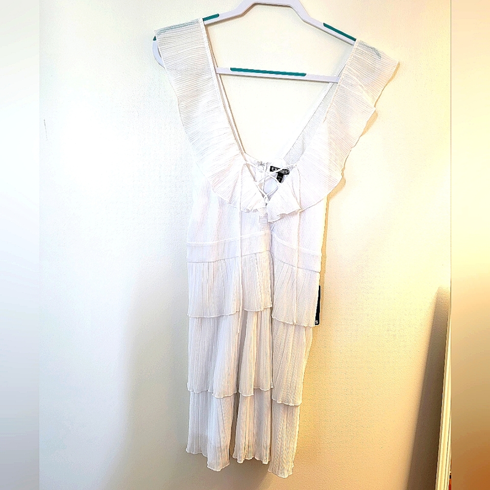 White Ruffle Express Dress